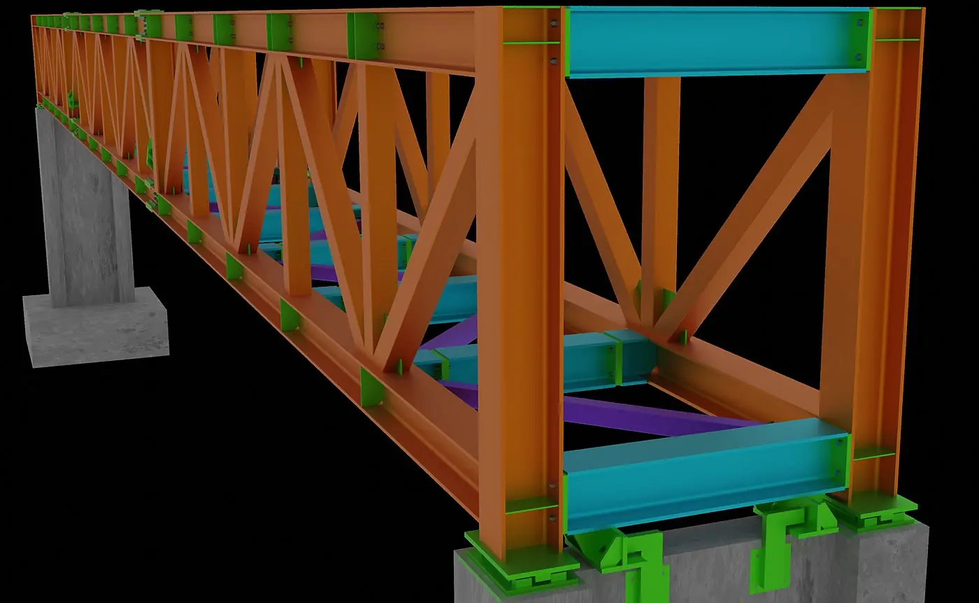3D modeliranje — Most parovoda — rešetkasti nosač